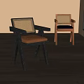 Modern Leisure Chairs With Dark And Light Wooden Frames Woven Backrests And Padded Seats