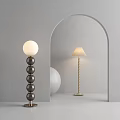 Elegant Floor Lamps With Black Spherical Base Golden Spiral Design Grey Wall White Decor