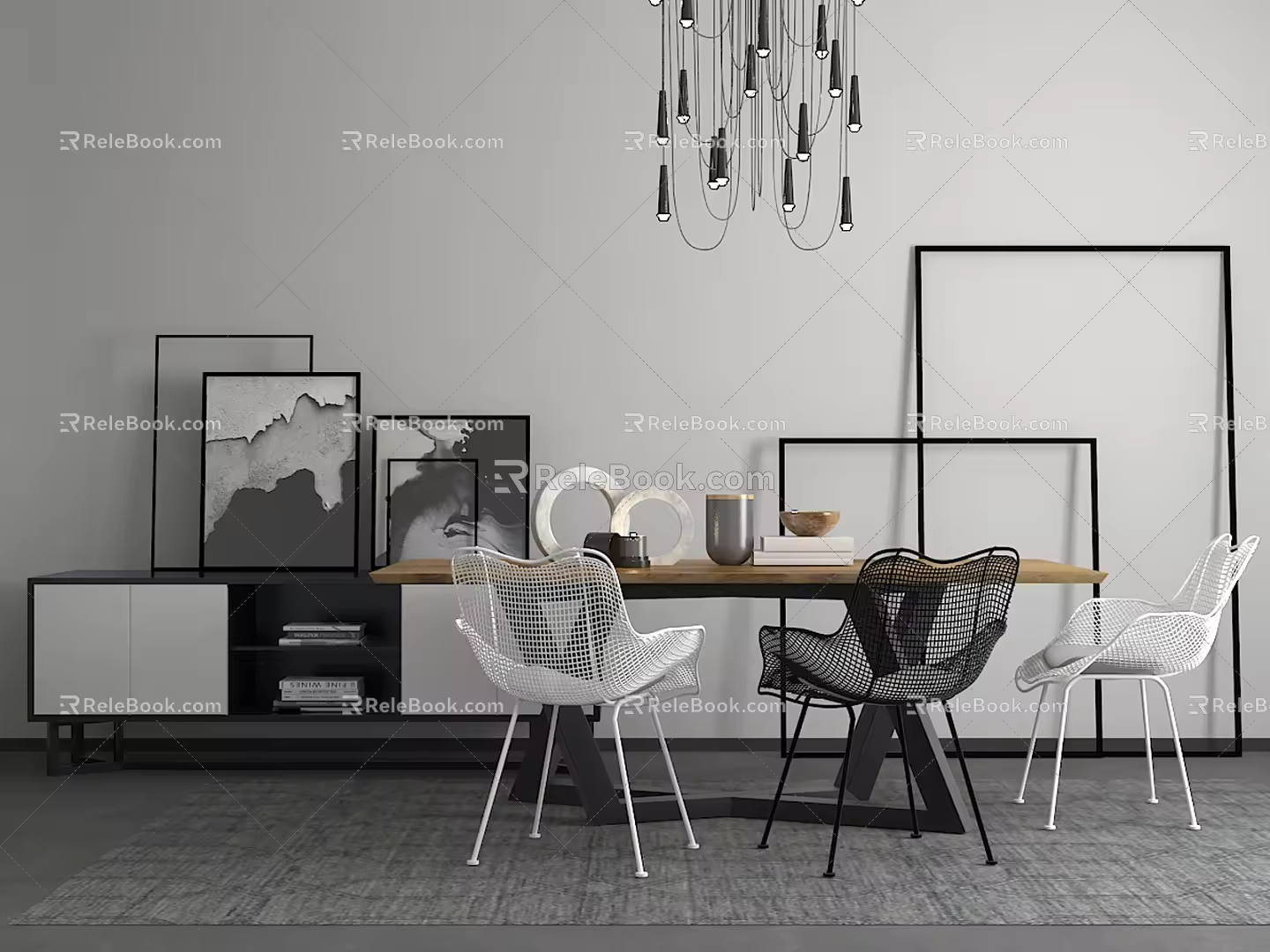 Modern Dining Table and Chair Combination Simple Dining Table and Chair 3d model