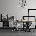 Modern Dining Table and Chair Combination Simple Dining Table and Chair 3d model