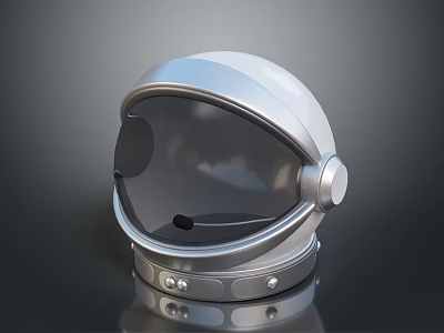 Astronaut Helmet Design With Silver Metallic Finish Transparent Visor And Ear Covers 3d model
