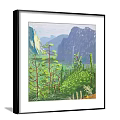 Landscape Painting With Mountain View Green Trees Lush Vegetation And Forest Scene