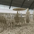 Numerous Terracotta Warriors Standing Arranged In Indoor Exhibition Hall Ground