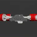 Red Wheel Hub And Silver Dual Axle Assembly Heavy Duty Commercial Vehicle Parts