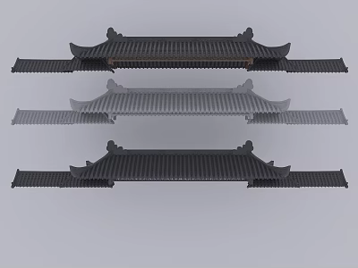 Ancient Chinese Architecture Traditional Roof Design With Curved Eaves And Tile Patterns 3d model