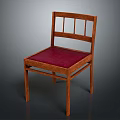 Modern Wooden Chair With Red Padded Seat And Vertical Slat Backrest Design
