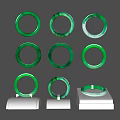 Elegant Green Jade Bracelets Natural Emerald Design Displayed On White Stands