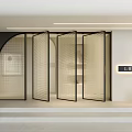 Minimalist Modern Entrance Design With Glass Doors Indoor Plant And Wall Art