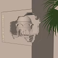 Monument Valley Themed Wall Light with Architectural Design and Green Plant Decor