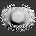 Elegant White Lace Collar Accessory With Red Bead Embellishments On Mannequin