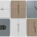 Modern Cabinet Door Designs In White Wood And Gray With Various Handle Shapes