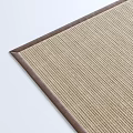 Beige Square Rug With Brown Border And Woven Striped Texture For Living Room Decor