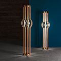 Modern Gold Frame Floor Lamp With Spherical Glass Shade In Interior Space