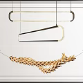 Modern Decorative Chandeliers With Gold Black Long Strip And Wheat Ear Metal Design
