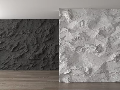 Black And White Rough Textured Background Wall In Room With Wooden Floor 3d model