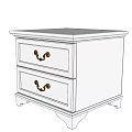 Elegant White And Gold Decorative Cabinet With Two Drawers And Golden Handles