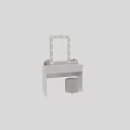 White Dressing Table with Lighted Mirror Drawers Makeup Cosmetics and Padded Stool 3d model