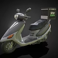Silver Delivery Scooter with Black Box and Green Logo Design on Dark Background