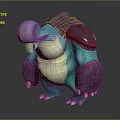 Game And Movie Character With Green Body Purple Shell Bulky Limbs And Yellow Eyes