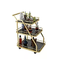 Modern Multi Tiered Wheeled Trolleys With Food Drinks And Kitchen Items 3d model