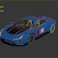 Blue Sports Car With Modern Sleek Design Black Roof And Aerodynamic Body