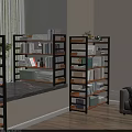 Open Multi Tier Storage Shelving Units With Books Boxes And Potted Plant In Living Room