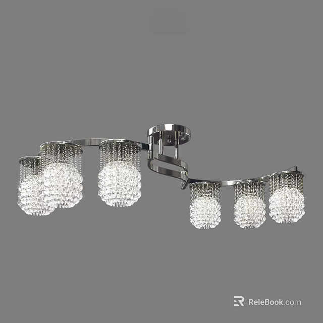 Unique Shaped Modern Chandelier With Crystal Pendants And Metal Frame 3d model 