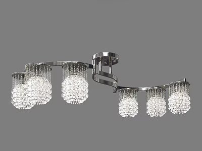 Unique Shaped Modern Chandelier With Crystal Pendants And Metal Frame 3d model