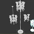 Classic Black Lighting Fixture Set With Crystal Accents Chandelier Floor And Table Lamps