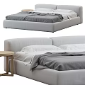 Double bed pillow towel bedding bedside table backrest 3d model