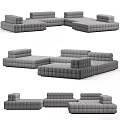 Modern Gray Modular Sectional Sofa with Multiple Configurations and Tufted Upholstery 3d model