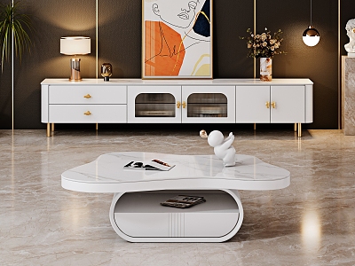 Cream wind TV cabinet coffee table model