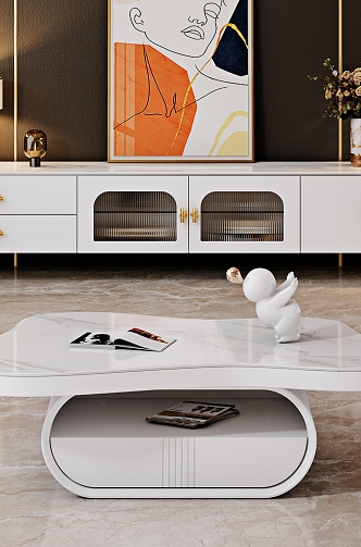 Cream wind TV cabinet coffee table 3d model