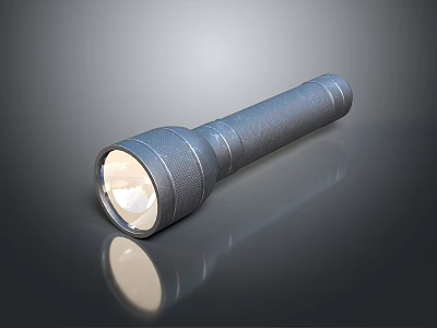 Sleek Handheld Flashlight With Metallic Body Illuminated Head And Reflective Surface 3d model