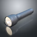 Sleek Handheld Flashlight With Metallic Body Illuminated Head And Reflective Surface