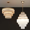Modern Multi Tiered Crystal Chandeliers With Warm Lighting And Golden Frames 3d model