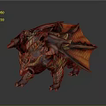Fierce Mythical Dragon Creature Game Movie Character Featuring Red Orange Wings Intricate Textures Sharp Claws