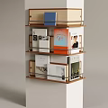 Modern Column Mounted Shelving Unit With Multiple Tiers For Books And Boxes 3d model