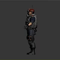 Tactical Police Characters In Uniforms With Gear Antenna And Red Cap