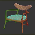 Modern Accent Chair with Wooden Frame Curved Backrest Armrests and Padded Light Cushion