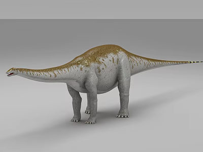 Giant Reptile With Long Neck Brown And White Skin Thick Legs And Long Tail 3d model