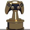 Golden Game Controller Shaped Trophy With Blue Base For Gaming Awards