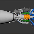 High Performance 3D Rocket Engine Equipment With Twin Large Nozzles And Colored Structural Components