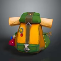 Stylish Yellow Green Backpack With Decorative Patches And Small Accessories