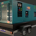 Blue Mobile Functional Generator Vehicle with Trailer Hitch and Dual Wheels 3d model
