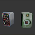 Modern Studio Monitor Speakers With Concrete Finish Control Panel And Dual Drivers