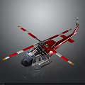 Red Aerospace Helicopter with Red and White Rotors Reflective Bottom and Blue Details