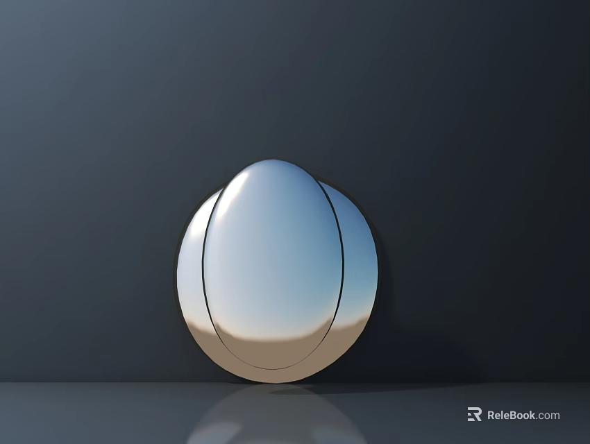 Shiny Silver Spherical Object With Smooth Surface On Dark Background And Reflection 3d model 