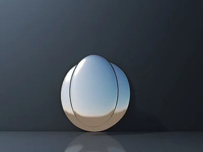 Shiny Silver Spherical Object With Smooth Surface On Dark Background And Reflection 3d model