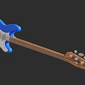 Blue Electric Bass Guitar With Wooden Neck And White Pickguard Design